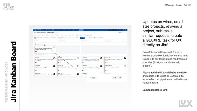 UX Kanban intake board