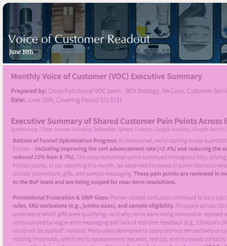 Monthly Voice of Consumer executive summary