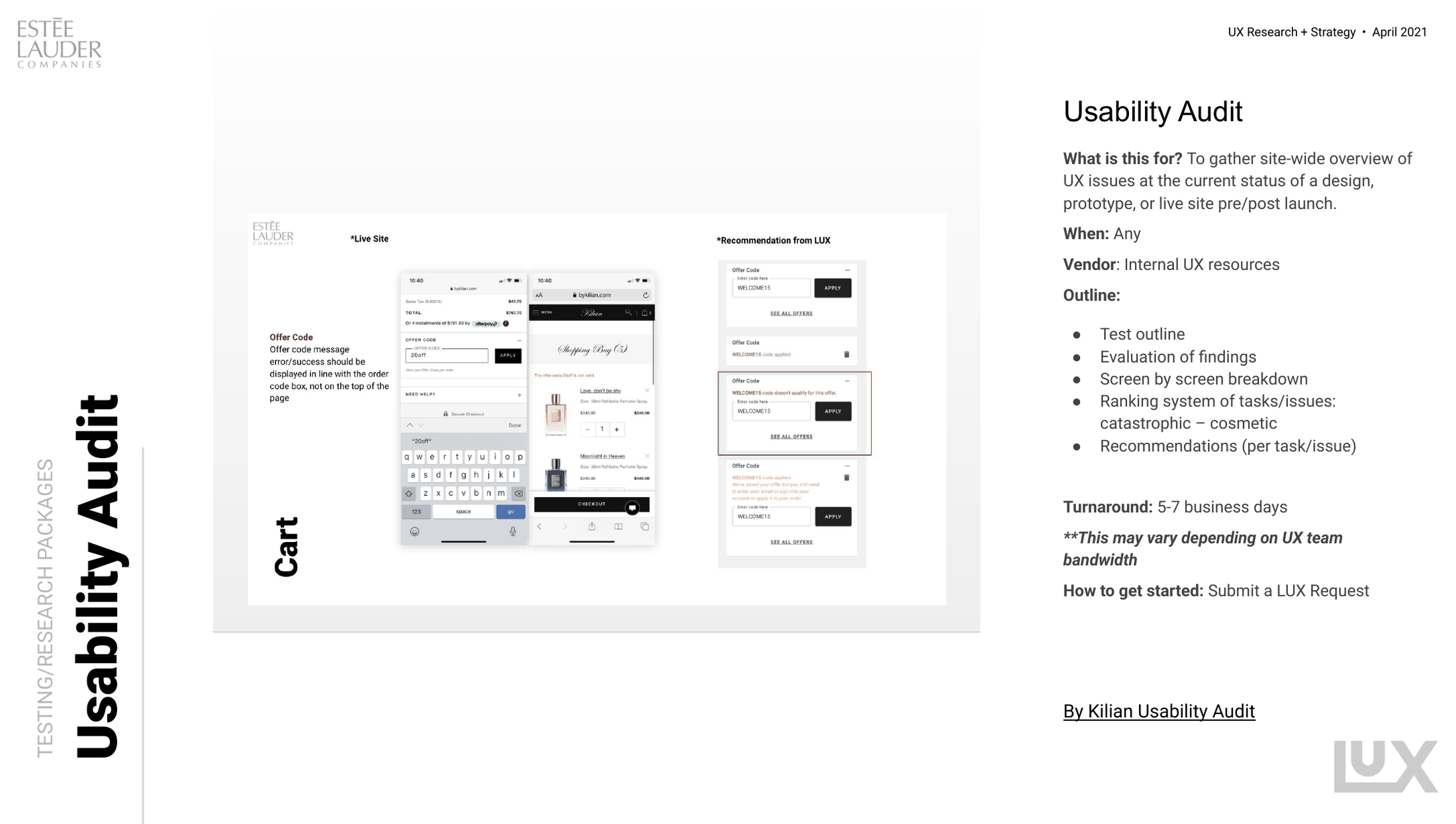 The usability audit package specification